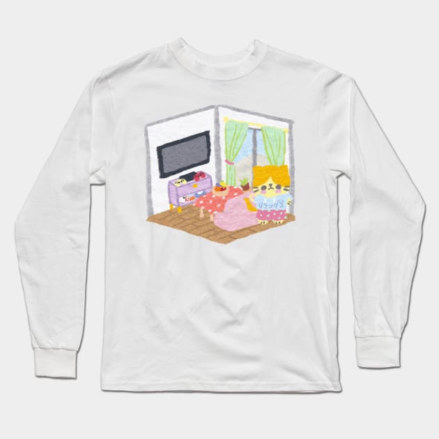 Riraku-chan the Relaxing kitten's Gamer home Long Sleeve T-Shirt by katsukin